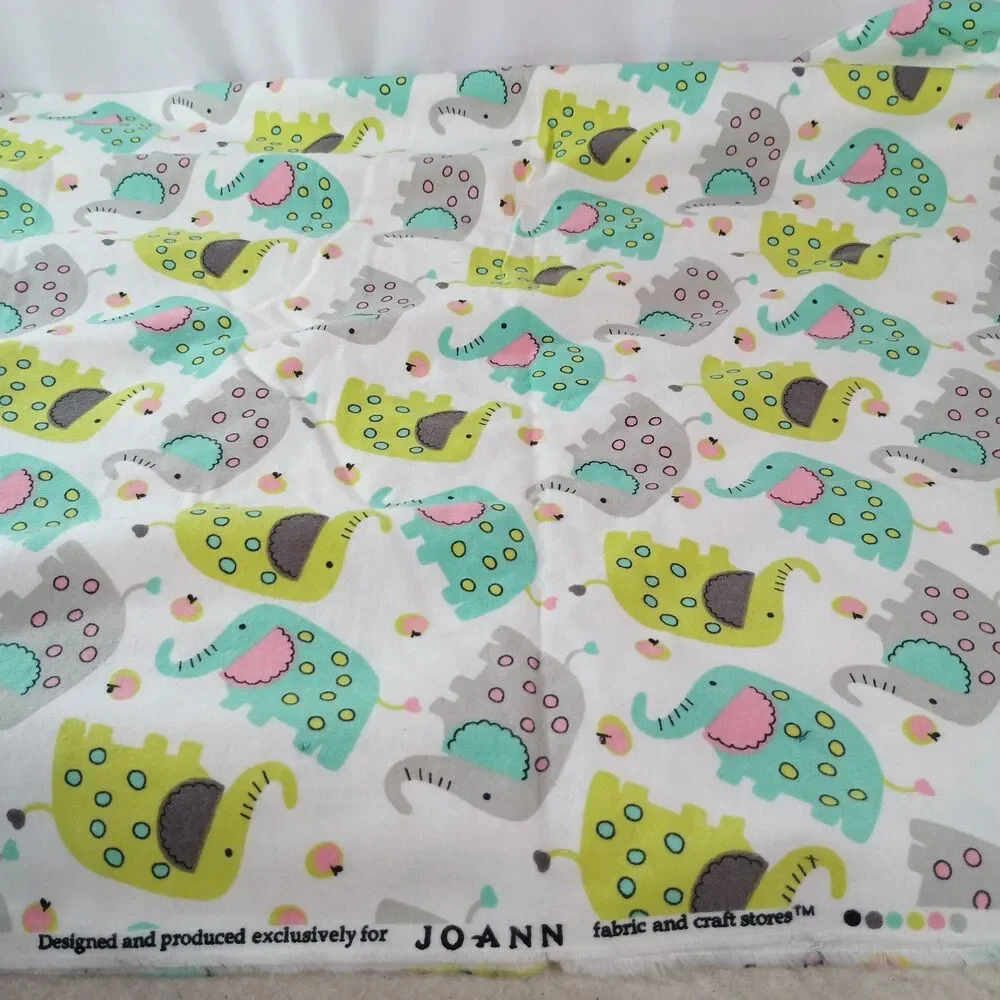 Joann Elephant Flannel Fabric 1.5 Yards Cotton Nursery Baby Animals Sewing